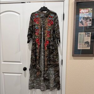 Floral Embroidered Camo Maxi Dress